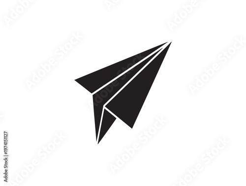 Simple black and white illustration of a classic paper airplane representing childhood and dreams