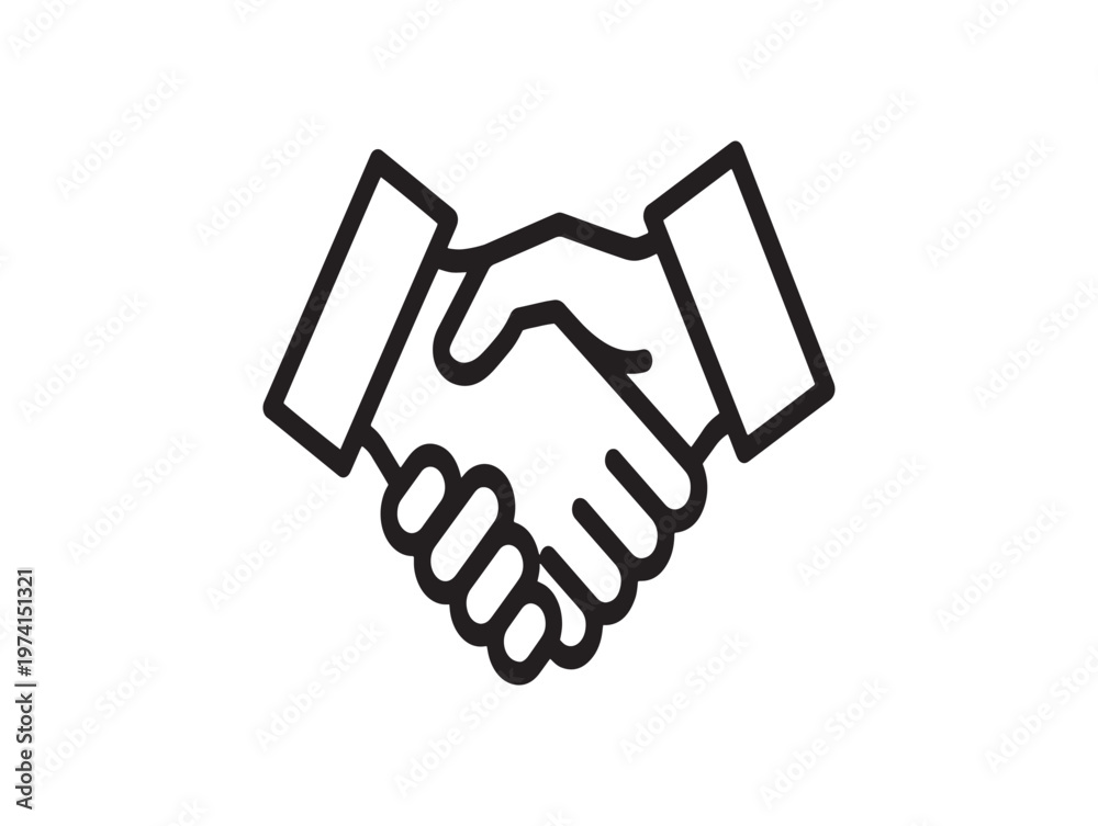 Obraz premium Simple line art illustration of a handshake representing agreement and partnership