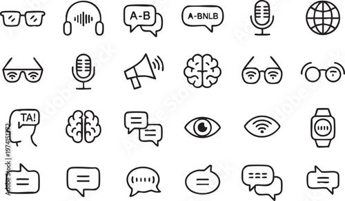 Modern Chatbot and Voice Assistant Icons for UI UX Design