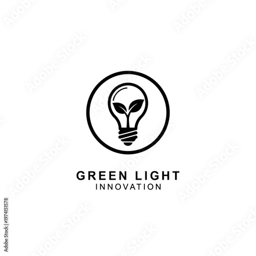 Green Light Innovation Logo With Lightbulb and Leaf Symbol present Eco Idea and Sustainable Energy.