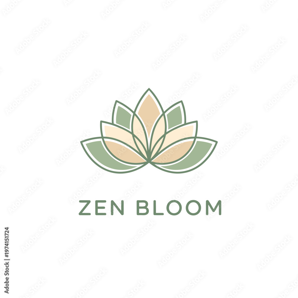 Fototapeta premium Zen Bloom Lotus Logo for Wellness, Spa and Meditation Branding.