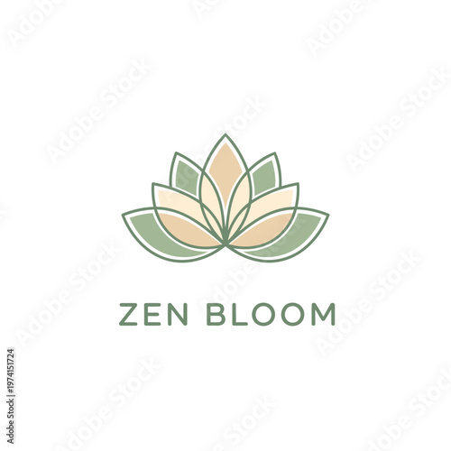 Zen Bloom Lotus Logo for Wellness, Spa and Meditation Branding.