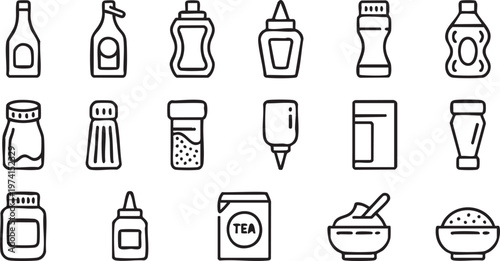 Minimal Ketchup and Mustard Line Icons for Restaurant and Food Design