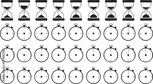 Timer Stopwatch Icons Set for Time Management and Productivity Concepts