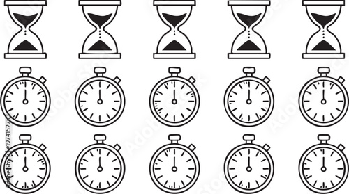 Modern Timer Icons for Scheduling Productivity and Project Planning