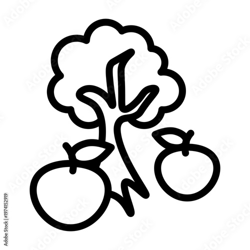 Fruit Orchard Vector Line Icon Design