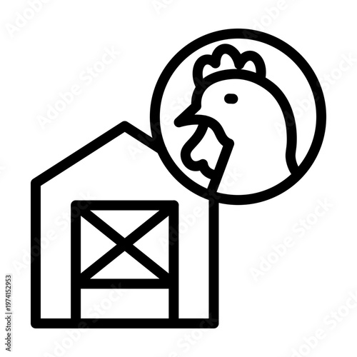 Poultry Farming Vector Line Icon Design
