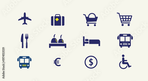 Minimal Airport Signage Icon Set Collection