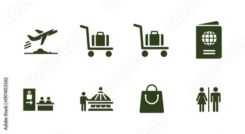 Minimal Airport Signage Icon Set Collection