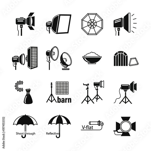 Studio lighting equipment and tools.