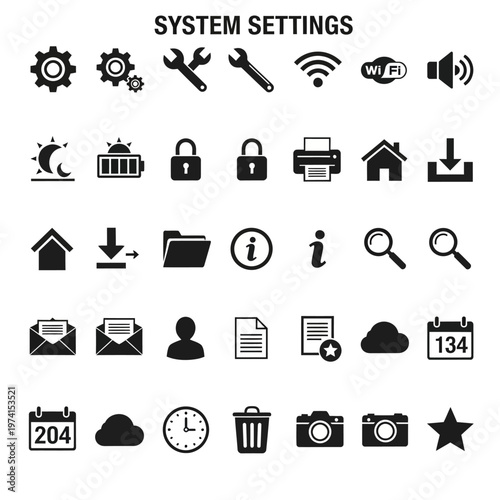 system settings icons on screen.