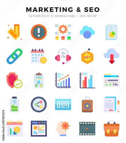 Set of Marketing & Seo Icons. Simple line art style icons pack.for website and mobile site and apps.