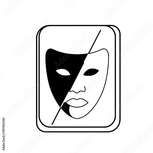 Theatrical comedy tragedy mask face.
