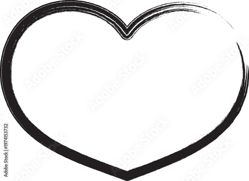 ハート型の筆文字フレーム、ベクターイラスト