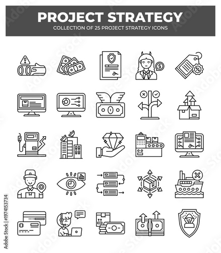 Project Strategy Icons: 25 Essential Icons for Business Planning