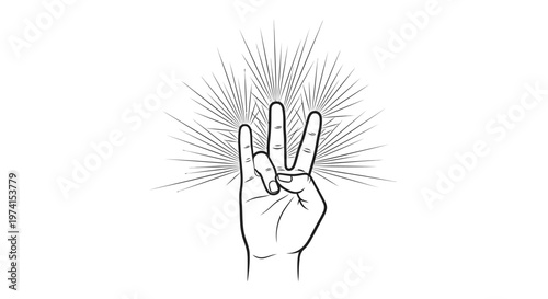 Peace sign hand gesture illustration.