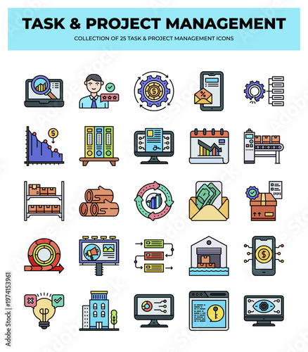 25 Task & Project Management Icons: Streamline your workflow with these colorful and efficient icons