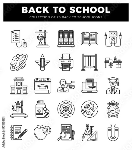 Back to School Icon Collection with School and Science Elements