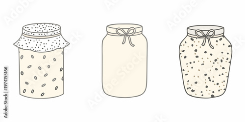 Three illustrated jars with unique patterns and simple hand drawn aesthetics