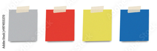 Sticky note with duct tape, post it note paper, memo reminder, Colorful Sticky Note Set with Adhesive Tape ,Blank Office Reminder and Memo Stationery Mockup