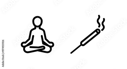 Person meditating with lit cigarette.