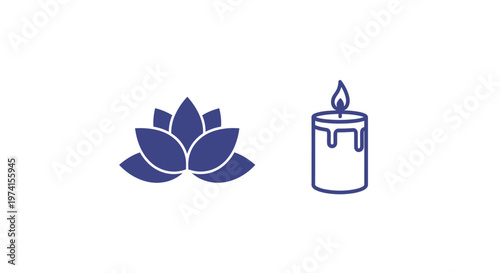Lotus flower and lit candle icons.