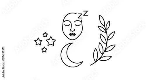 Woman sleeping face with moon stars.