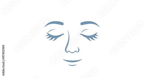 Woman Face Eyes Closed Smiling Softly.