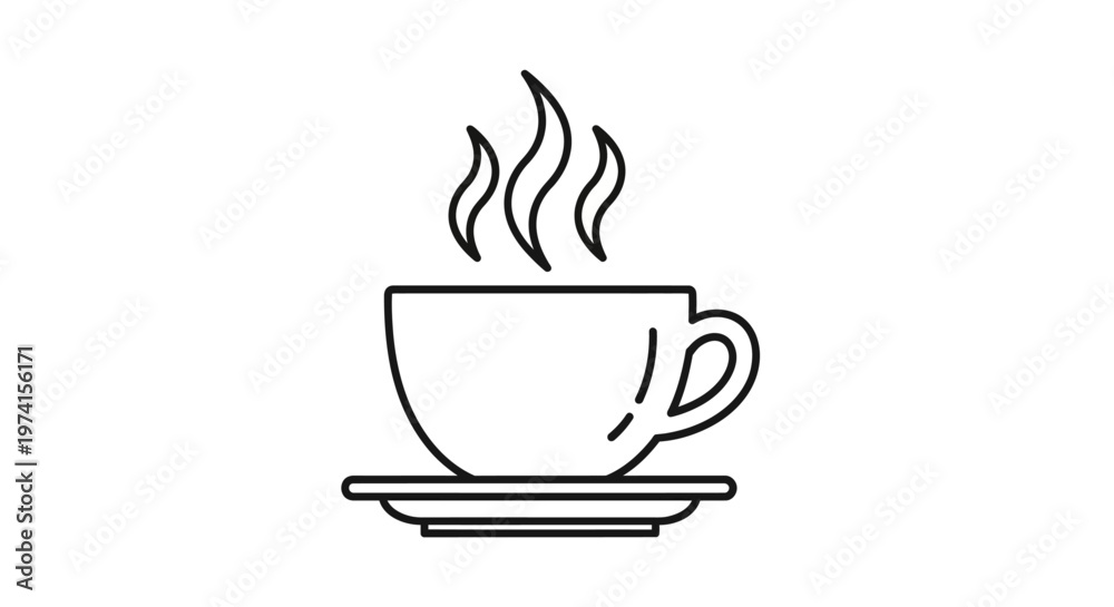 Obraz premium Steaming hot coffee cup icon.