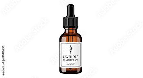 Lavender essential oil in bottle.