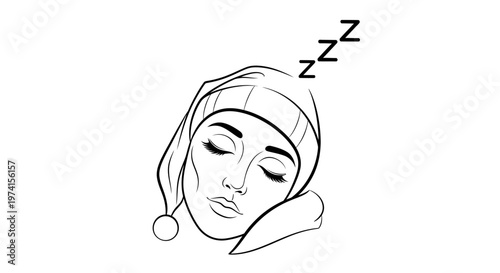 Sleeping Person Wearing Santa Hat.