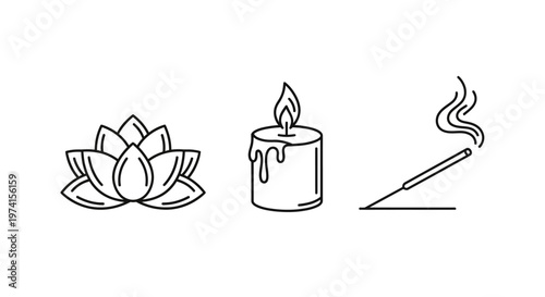 Cigarette smoke and lotus flower icons.