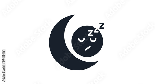Sleeping Moon Face Cartoon Character.