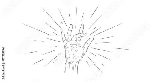 A hand with lines radiating from it.