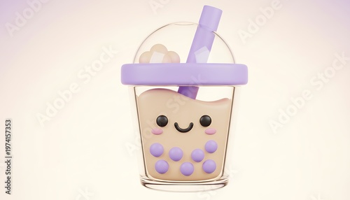Isolated vector illustration of a fresh sweet pink fruit cocktail and milk beverage served with ice cream in a glass with ice and a green candy garnish