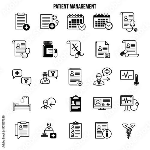 Billede på lærred Medical patient management icons set.