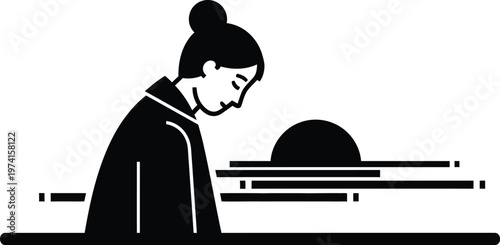 Woman serving food, Japanese waitress