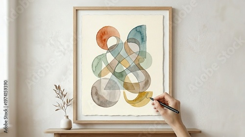 minimal abstract shapes geometric composition modern wall decor