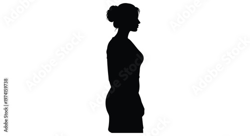 Elegant woman in profile hair styled in a bun a striking silhouette