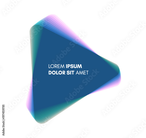 A geometric triangular figure. Offset and layering. A translucent element. 3D vector illustration for brochure, poster, cover, card, presentation, flyer or banner.