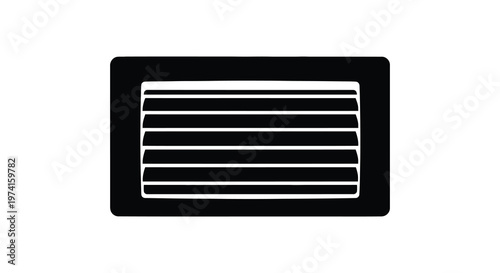 Rectangular air vent with horizontal slats a stark black silhouette