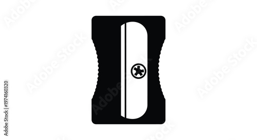 Black pencil sharpener illustration with a distinct minimalistic silhouette high quality