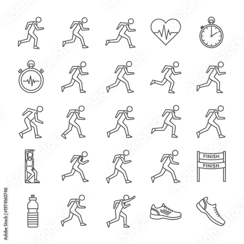 People running in various poses.