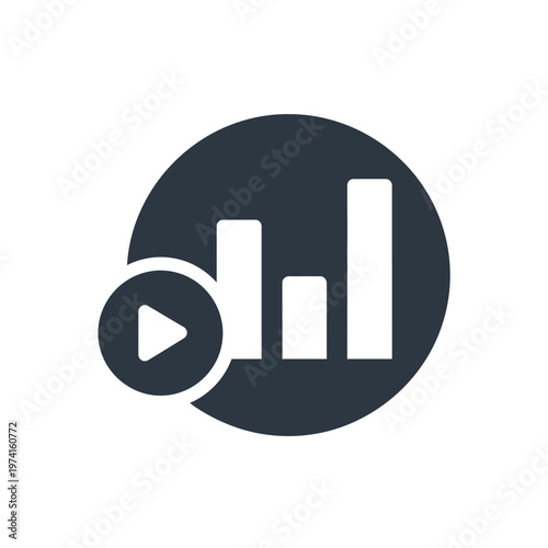 Play button on bar chart graph.
