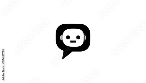 Chatbot icons logo vector in black and white, chatbot logo, chatbot vector, chatbot icon, robot, vector, illustration, symbol, button, vision, human, iris, web, eyeball, design, sign, ball, circle, bu