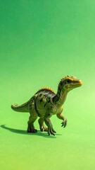 A small toy dinosaur on a green background