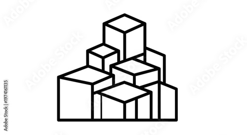 Stack of 3D cubes graphic shape.