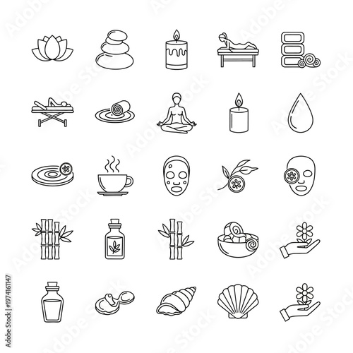 Spa and wellness icons set collection.
