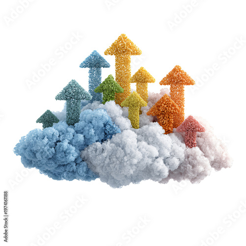 Professional Isolated Cloud with Upward Arrows for SEO Enhancement
