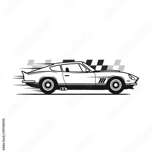 Vintage racing car speeding fast.